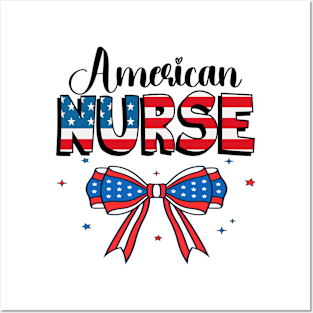 Nurse 4th of July American Flag Patriotic USA Stethoscope Posters and Art